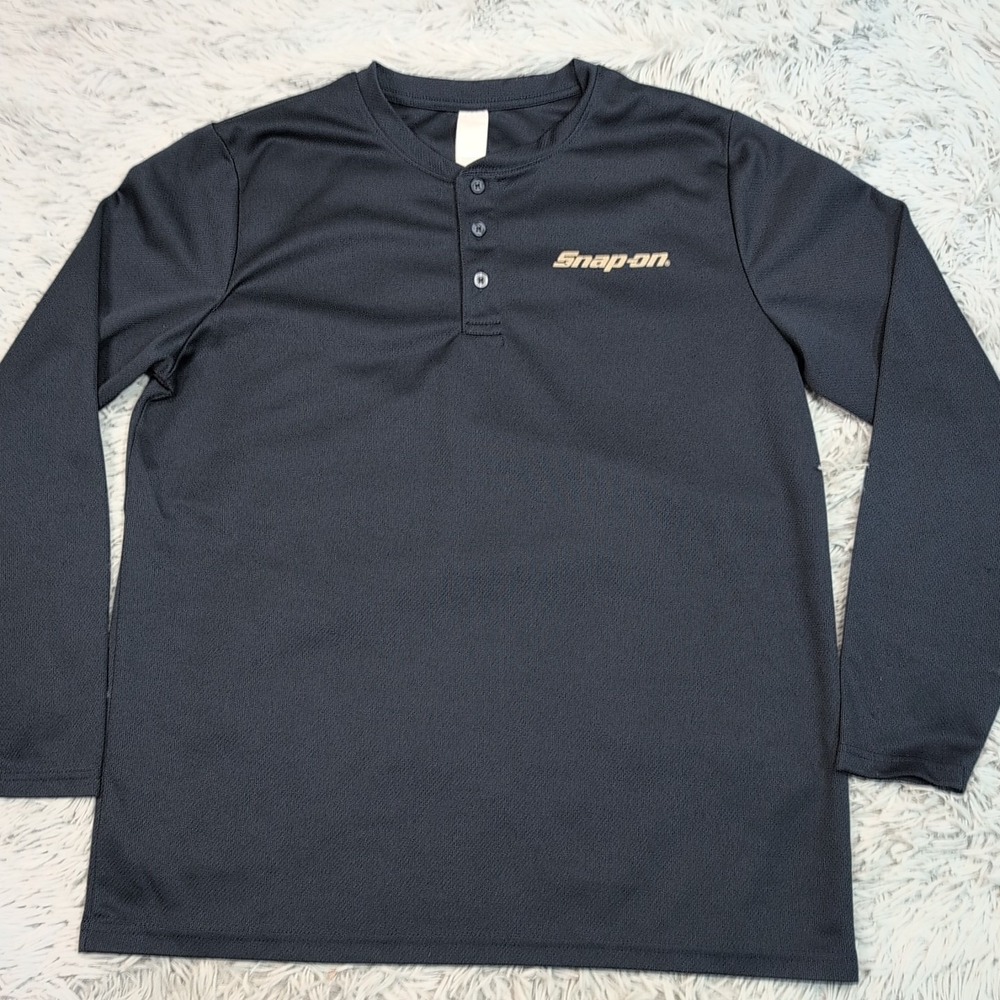 Snap On Shirt Mens L Blue Henley Tee Casual  Lightweight Comfort‎ Athletic
